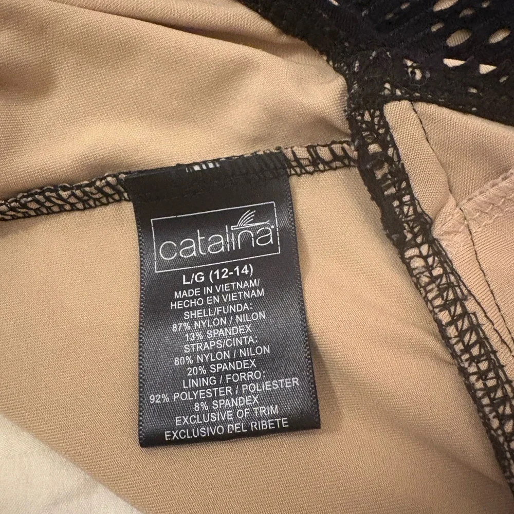 Catalina Black Crochet Overlay Swim Top with Nude Lining - Picture 3 of 3